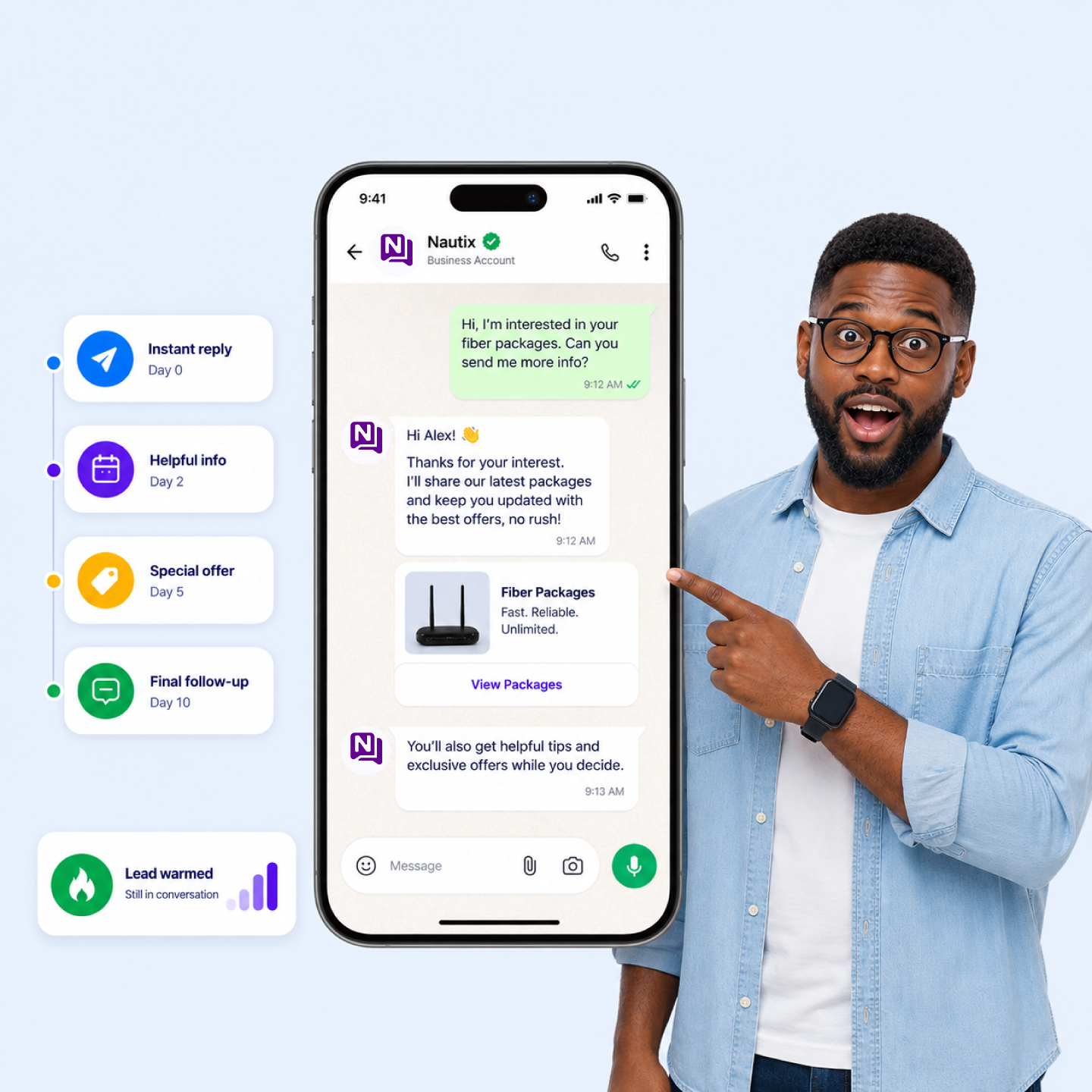 Nautix nurture sequence keeping leads warm with automated follow-up